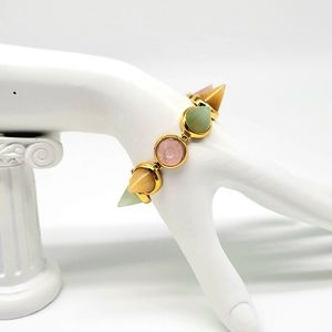 Eddie Borgo RARE Rose Quartz, Green Tourmaline and Yellow Jade Cone Bracelet